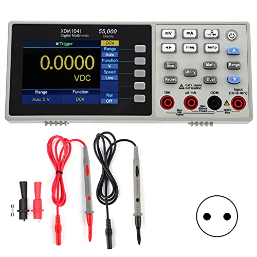 LiebeWH XDM1041 Digital Multimeter, 3,7-Zoll-LCD Mini Desktop Multimeter True RMS Temperaturprüfgerät AC/DC-Strom, AC/DC-Spannung Widerstand Kapazität mit 2 Testleitungen+ 2 Clip (EU Stecker) von LiebeWH