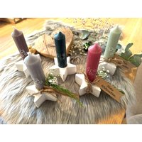 Kerzenhalter Handmade Mit Kurzer Stabkerze Sternmotiven, Hübsche Kleinigkeit in Der Weihnachtszeit, Wichtelgeschenk von LiebensWertigkeit