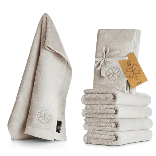 Liebenstein® [6er Premium Handtücher Set - 50x100 cm - Handtuch Set aus feinster Baumwolle mit 550 g/m² - außergewöhnlich weich und saugstark (beige) von Liebenstein