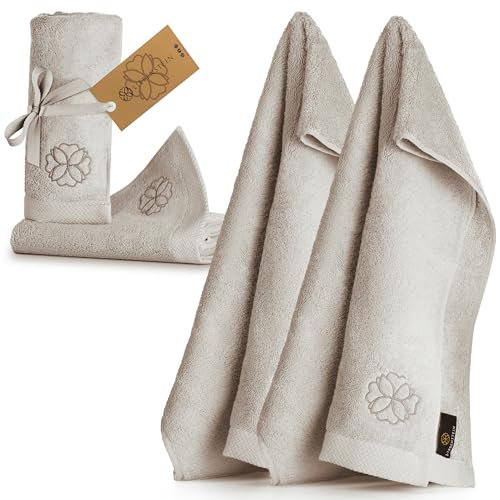 Liebenstein® Premium Handtuch Set - in beige - 2 Duschtücher 70x140 cm und 2 Handtücher 50x100 cm aus feinster Baumwolle mit 550 g/m² - außergewöhnlich weich und saugstark von Liebenstein