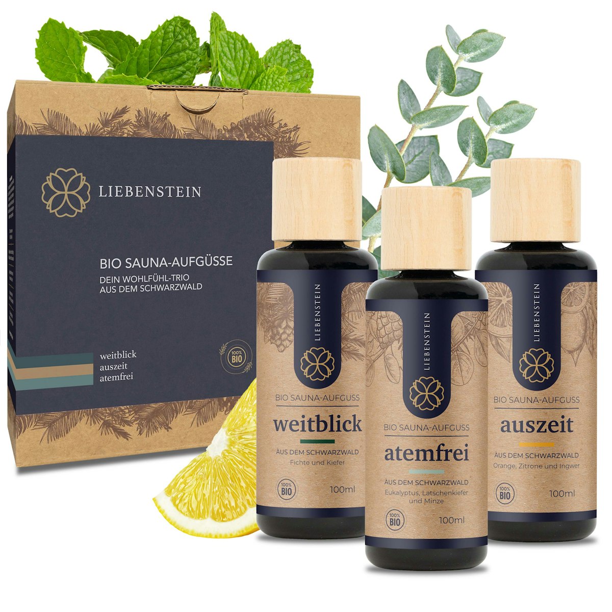Liebenstein Bio Saunaaufguss 3er Set - 3 x 100 ml Liebenstein Bio Saunaaufguss 3er Set - 3 x 100 ml von Liebenstein