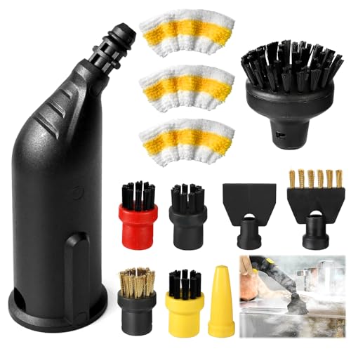 12 Stück Dampfreiniger Zubehör für Kärcher Easyfix SC1 SC2 SC3 SC4, Rundbürste, Flachbürste, Gebogene Düse, Hand-Dampfbürste, 3 Mikrofaser-Tuch, Schaberdüse von Lieberwell