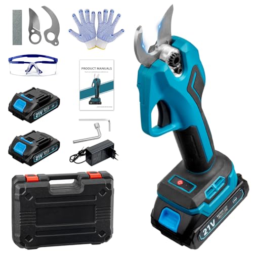 Elektrische Gartenschere für Makita 18V Akku, Akku Astschere 600W Professionelle mit 2 Akku 2000mAh, Handgeführte Bürstenloser Motor Gartenschere mit 20-35mm Schnittdurchmesser und LED Schnittzählerm von Lieberwell