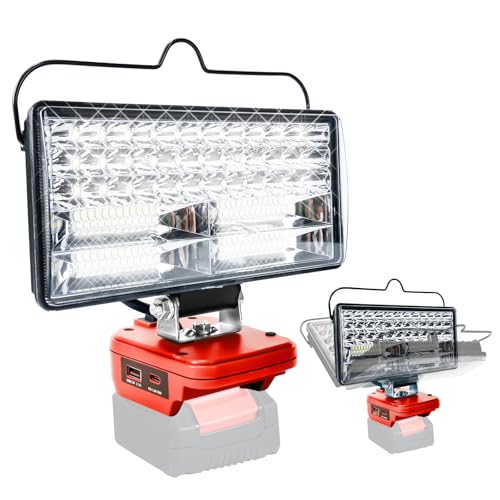 Tragbares Akku Lampe für Einhell 18V, 2 Helligkeit, 100W 8000LM LED Arbeitsleuchte, Kabelloses LED Strahler mit USB & Type-C 2 Ladeanschlüssen für Reparatur, Baustelle, Camping (Kein Akku) (8 Zoll) von Lieberwell