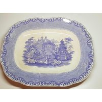 Antike Große Ovale Servierplatte Von Pets Rörstrand, Blau Weiß, Hergestellt in Schweden Um 1880 von LiebeskindLiya