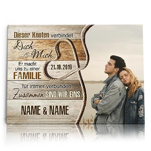 Liebesleinwand Personalisiertes Foto-Leinwandbild gestalten | Zusammen sind wir eins | Geschenk zum Jahrestag, Hochzeitstag, Verlobung, Hochzeit | Leinwandbild gestalten mit Foto, Namen und Datum von Liebesleinwand