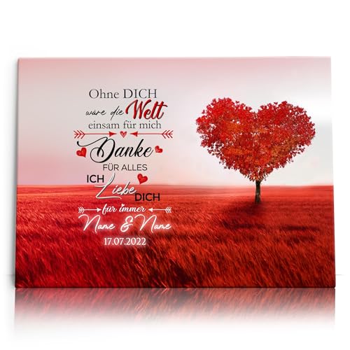 Liebesleinwand Individuelles Wandbild Ich liebe Dich | Jahrestag, Hochzeitstag Geschenke für Frauen | Leinwand mit Namen und Datum gestalten von Liebesleinwand