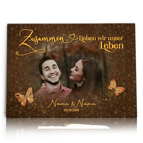 Liebesleinwand Das sind wir Leinwand | Leinwandbild mit Foto, Namen und Datum | Wandbild gestalten | Jahrestag Geschenk für Frau Freundin Mann Freund | Glückliche Liebe von Liebesleinwand