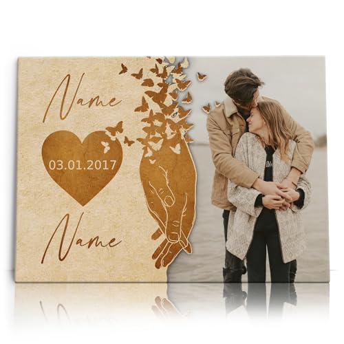 Liebesleinwand Individuelles Wandbild mit Foto | Jahrestag, Hochzeitstag Geschenke für Frauen | Leinwand mit Foto, Namen und Datum gestalten | Nimm meine Hand Liebesleinwand Individuelles Wandbild mit Foto | Jahrestag, Hochzeitstag Geschenke für Frauen | Leinwand mit Foto, Namen und Datum gestalten | Nimm meine Hand von Liebesleinwand