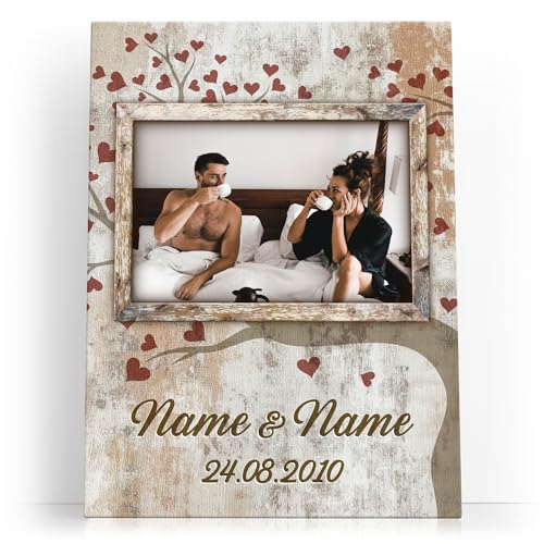 Liebesleinwand Leinwand mit Foto personalisiert | Geschenk für sie oder ihn zum Jahrestag, Verlobung, Hochzeitstag | Leinwandbild gestalten mit Namen und Datum | Sehnsuchtsmoment von Liebesleinwand