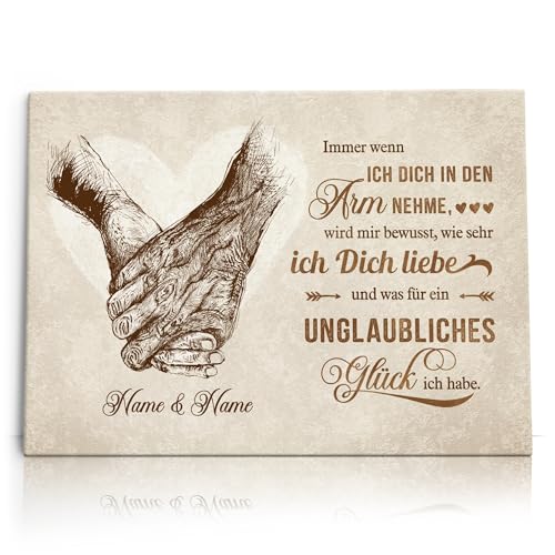 Liebesleinwand | Leinwand mit Namen und Datum | Wandbild gestalten, Jahrestag Geschenk für Frauen und Männer | Unglaubliches Glück von Liebesleinwand