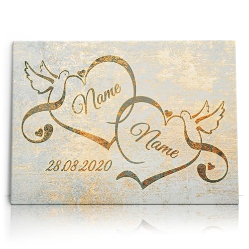 Liebesleinwand Leinwandbild personalisiert | Leinwand gestalten mit Namen und Datum Geschenk für Partner | Liebesvögel Liebesleinwand Leinwandbild personalisiert | Leinwand gestalten mit Namen und Datum Geschenk für Partner | Liebesvögel von Liebesleinwand