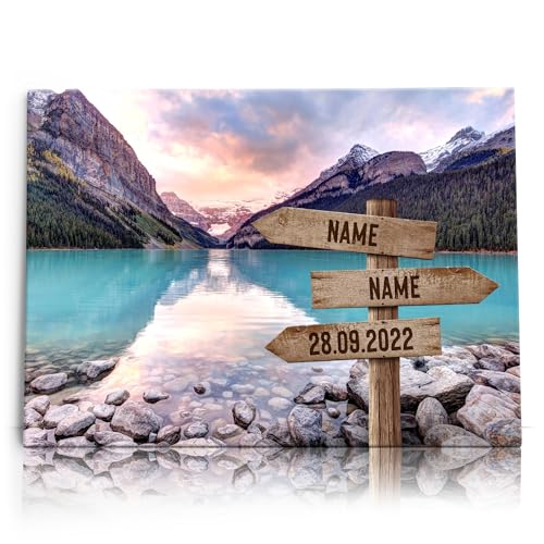 Liebesleinwand Personalisierte Geschenke Bergseezauber | Leinwandbild Geschenk für sie und ihn zum Geburtstag, Hochzeitstag, Jahrestag gestalten von Liebesleinwand