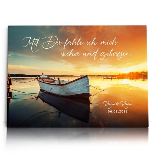 Liebesleinwand Personalisierte Geschenke | Leinwandbild Geschenk für sie und ihn zum Geburtstag, Hochzeitstag, Jahrestag gestalten | Geborgenheit von Liebesleinwand