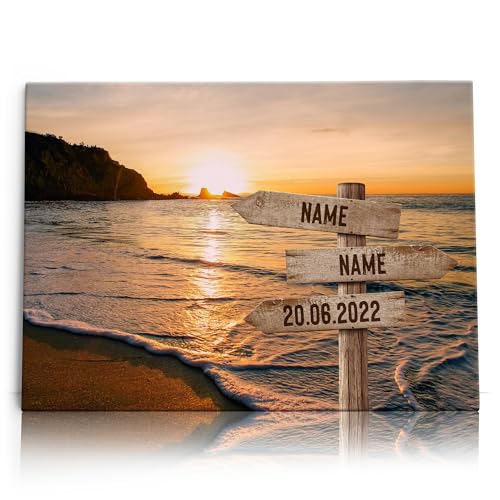 Liebesleinwand Personalisierte Geschenke | Leinwandbild Geschenk für sie und ihn zum Geburtstag, Hochzeitstag, Jahrestag gestalten | Küstenerinnerungen von Liebesleinwand