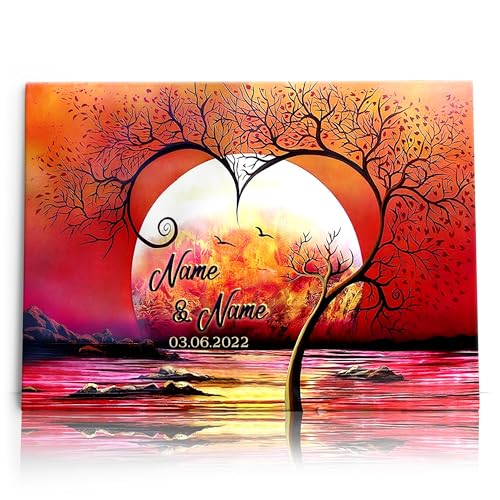 Liebesleinwand Personalisierte Geschenke | Leinwandbild Geschenk für sie und ihn zum Geburtstag, Hochzeitstag, Jahrestag gestalten | Romantische Abendsonne von Liebesleinwand