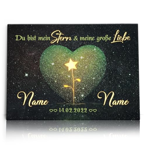 Liebesleinwand Personalisierte Geschenke | Leinwandbild Geschenk für sie und ihn zum Geburtstag, Hochzeitstag, Jahrestag gestalten | Stern der Liebe von Liebesleinwand