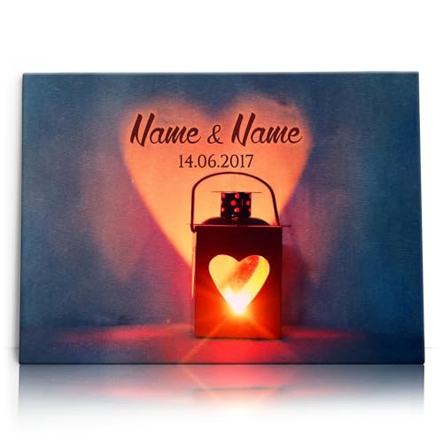 Liebesleinwand Personalisierte Geschenke Licht der Liebe | Leinwandbild Geschenk für sie und ihn zum Geburtstag, Hochzeitstag, Jahrestag gestalten von Liebesleinwand