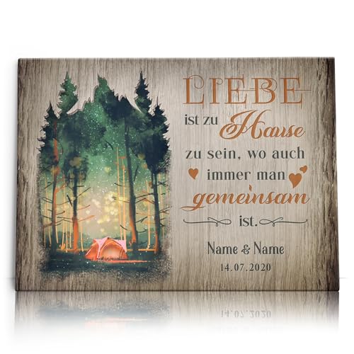 Liebesleinwand Personalisierte Geschenke Zuhause ist, wo Du bist | Leinwandbild Geschenk für sie und ihn zum Geburtstag, Hochzeitstag, Jahrestag gestalten von Liebesleinwand