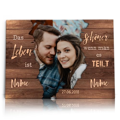 Liebesleinwand Personalisierte Geschenke mit Foto Leben für Zwei | Leinwandbild Geschenk für sie und ihn zum Geburtstag, Hochzeitstag, Jahrestag gestalten von Liebesleinwand