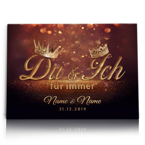 Liebesleinwand Personalisiertes Geschenk für Partner Geschenk Jahrestag, Verlobung, Hochzeitstag | Leinwandbild romantisch gestalten | Königspaar von Liebesleinwand