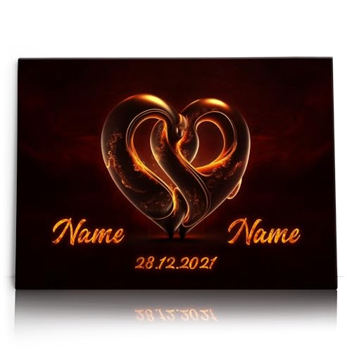 Liebesleinwand Personalisiertes Geschenk für Partner Herz aus Lava Geschenk Jahrestag, Verlobung, Hochzeitstag | Leinwandbild romantisch gestalten von Liebesleinwand