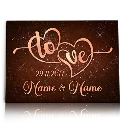 Liebesleinwand Personalisiertes Geschenk für Partner Liebesherzen Geschenk Jahrestag, Verlobung, Hochzeitstag | Leinwandbild romantisch gestalten von Liebesleinwand