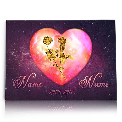 Liebesleinwand Personalisiertes Leinwandbild gestalten | Himmel der Liebe | Geschenk zum Jahrestag, Hochzeitstag, Verlobung, Hochzeit | Leinwandbild gestalten mit Namen und Datum von Liebesleinwand