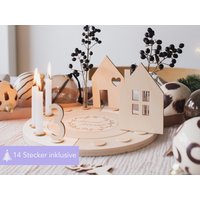 Moderner Adventskranz Aus Holz Xxl Set | Nachhaltige Weihnachten Adventsspirale Adventsring Adventsgesteck Selber Gestalten von Liebesnaht