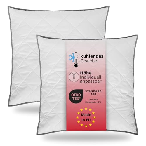 liebling 194585 2er Set Kopfkissen | Steppkissen | atmungsaktives Top Cool Gewebe | Höhenverstellbar | Mikrofaser | Made in EU | Ökotex 100 | Waschbar 60 Grad | 80 x 80 cm, weiß liebling 194585 2er Set Kopfkissen | Steppkissen | atmungsaktives Top Cool Gewebe | Höhenverstellbar | Mikrofaser | Made in EU | Ökotex 100 | Waschbar 60 Grad | 80 x 80 cm, weiß von liebling