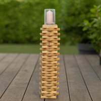 Handgefertigte Holz Säule Mit Sternmuster - Design Kerzenhalter Für Terrasse & Wohnzimmer | Stilvolle Dekoidee I Gartendekoration von LieblingeundCo