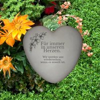 Personalisierter Gedenkstein "Für Immer" Rundes Herz, Gedenkstein, Grabschmuck, Herz Mit Gedenkspruch, Letzte Worte, Urnengrab von LieblingeundCo
