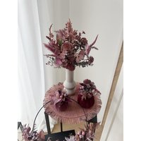 Kleiner Herbstlicher Blumenstrauss Bordeaux Und Beere Aus Kunstblumen Dahlie, Beeren, Protea - Flower Bouquet Lieblingskrams von Lieblingskrams