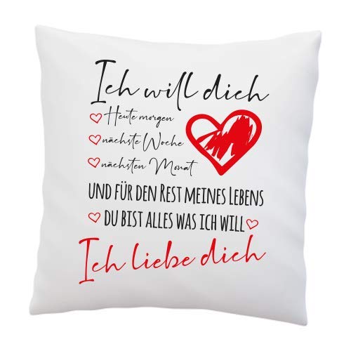 LIEBTASTISCH - ''Ich will dich'' Kissen mit Spruch - Liebe - Schatz - Kissen für Freund Liebe Dich - 40cm x 40cm (Mit Kissen) von LIEBTASTISCH