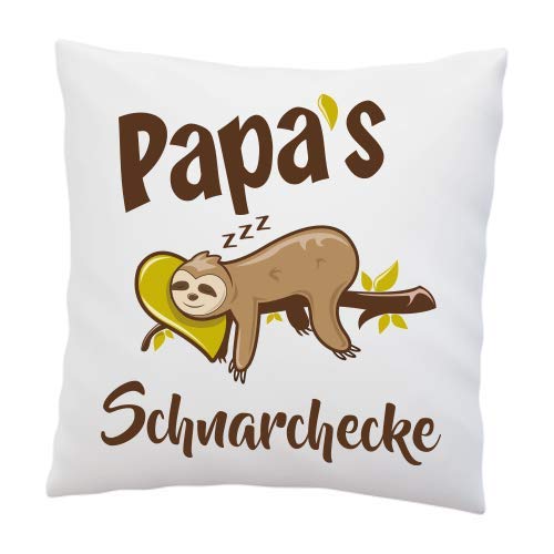 LIEBTASTISCH Kissen mit Spruch - Papa's Schnarchecke - Bester Papa - Vatertag - Faultier - Geburtstag - Geschenkidee - Geschenk - Kissen mit Füllung 40x40cm von LIEBTASTISCH