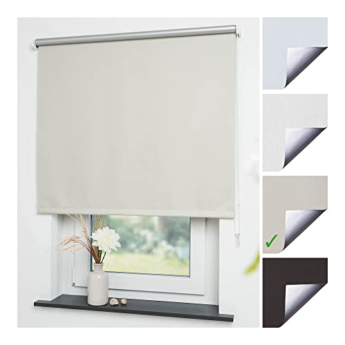 Liedeco® Rollo, Fenster Rollo, Kettenzug-Rollo / 102 x 180 cm (Breite x Höhe), beige/Thermo-Beschichtung, Verdunkelnd, Blickdicht/viele Farben, Größen/Breiten 60-200 cm Variable Montage von Liedeco