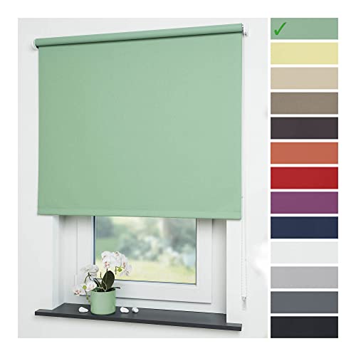 Liedeco® Rollo, Fenster Rollo, Kettenzug-Rollo / 102 x 240 cm (Breite x Höhe), blattgrün/Verdunkelnd, Abdunkelnd, Blickdicht/viele Farben, Größen/Breiten 60-200 cm/Variable Montage möglich von Liedeco