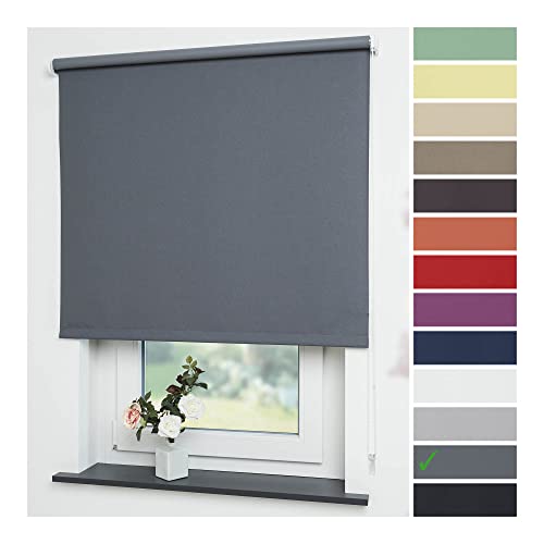 Liedeco® Rollo, Fenster Rollo, Kettenzug-Rollo / 102 x 240 cm (Breite x Höhe), dunkelgrau/Verdunkelnd, Abdunkelnd, Blickdicht/viele Farben, Größen/Breiten 60-200 cm/Variable Montage möglich von Liedeco