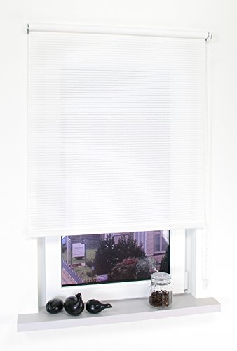 Liedeco® Rollo, Fenster Rollo, Kettenzug-Rollo / 112 x 180 cm (Breite x Höhe), Streifen weiß/mit Dekor, Lichtdurchlässig, Blickdicht/viele Farben, Größen und Typen/Variable Montage möglich von Liedeco