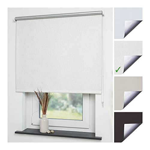 Liedeco® Rollo, Fenster Rollo, Kettenzug-Rollo / 122 x 180 cm (Breite x Höhe), leinen Silber/Thermo-Beschichtung, Verdunkelnd, Blickdicht/viele Farben, Größen und Typen/Breiten 60-200 cm von Liedeco