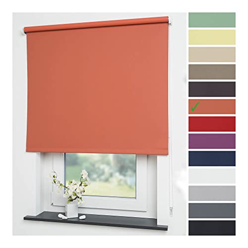 Liedeco® Rollo, Fenster Rollo, Kettenzug-Rollo / 142 x 180 cm (Breite x Höhe), Terracotta/Verdunkelnd, Abdunkelnd, Blickdicht/viele Farben, Größen/Breiten 60-200 cm/Variable Montage möglich von Liedeco