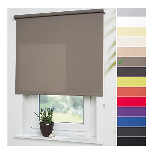 Liedeco® Rollo, Fenster Rollo, Kettenzug-Rollo / 142 x 180 cm (Breite x Höhe), caffee/lichtdurchlässig, Blickdicht/viele Farben, Größen und Typen/Breiten 60-200 cm/Variable Montage möglich von Liedeco