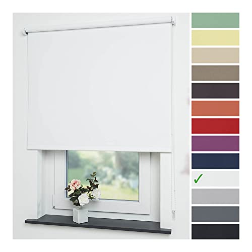 Liedeco® Rollo, Fenster Rollo, Kettenzug-Rollo / 142 x 180 cm (Breite x Höhe), weiß/Verdunkelnd, Abdunkelnd, Blickdicht/Breiten 60-200 cm/Variable Montage möglich von Liedeco