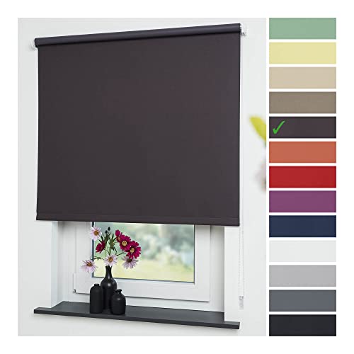 Liedeco® Rollo, Fenster Rollo, Kettenzug-Rollo / 202 x 180 cm (Breite x Höhe), Cappuccino/Verdunkelnd, Abdunkelnd, Blickdicht/viele Farben, Größen/Breiten 60-200 cm/Variable Montage möglich von Liedeco