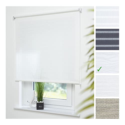 Liedeco® Rollo, Fenster Rollo, Kettenzug-Rollo / 202 x 180 cm (Breite x Höhe), Faden weiß/Stoff mit Dekor, Lichtdurchlässig, Blickdicht/viele Farben, Größen und Typen/Variable Montage möglich von Liedeco