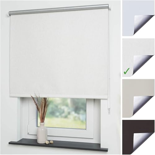 Liedeco® Rollo, Fenster Rollo, Kettenzug-Rollo / 62 x 180 cm (Breite x Höhe), Leinen Silber/Thermo-Beschichtung, Verdunkelnd, Blickdicht/Breiten 60-200 cm/Variable Montage möglich von Liedeco