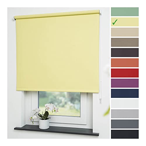 Liedeco® Rollo, Fenster Rollo, Kettenzug-Rollo / 62 x 180 cm (Breite x Höhe), gelb/Verdunkelnd, Abdunkelnd, Blickdicht/viele Farben, Größen und Typen/Breiten 60-200 cm/Variable Montage möglich von Liedeco