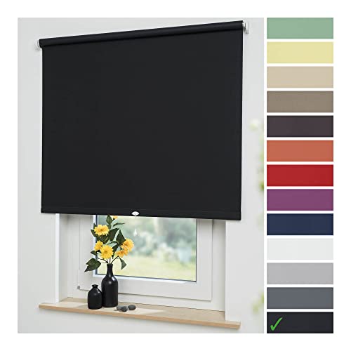 Liedeco® Rollo, Spring-, Schnapprollo / 102 x 180 cm (Breite x Höhe), schwarz/Verdunkelnd, Abdunkelnd, Blickdicht/viele Farben, Größen und Typen/Breiten 60-200 cm/Variable Montage möglich von Liedeco