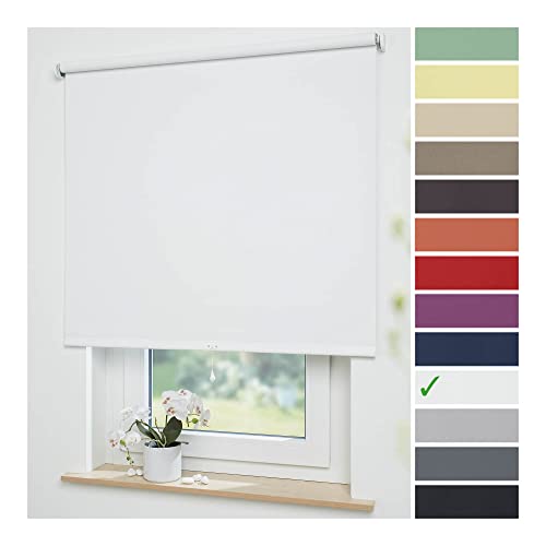 Liedeco® Rollo, Spring-, Schnapprollo / 132 x 180 cm (Breite x Höhe), weiß/Verdunkelnd, Abdunkelnd, Blickdicht/viele Farben, Größen und Typen/Breiten 60-200 cm/Variable Montage möglich von Liedeco