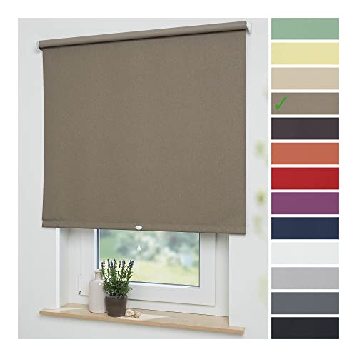 Liedeco® Rollo, Spring-, Schnapprollo / 202 x 180 cm (Breite x Höhe), caffee/Verdunkelnd, Abdunkelnd, Blickdicht/viele Farben, Größen und Typen/Breiten 60-200 cm/Variable Montage möglich von Liedeco